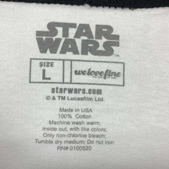 Star Wars: A New Hope China Ringer Crew Neck T-Shirt Mens Size Large White - Picture 5 of 5